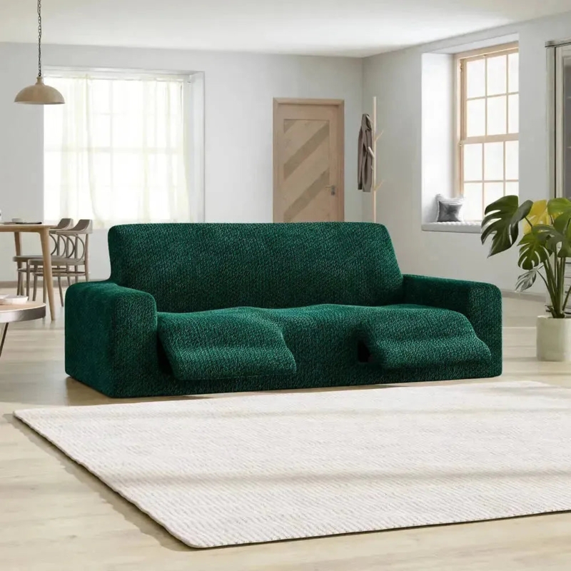 Reclining Sofa Slipcover Forest Green Popcorn Texture