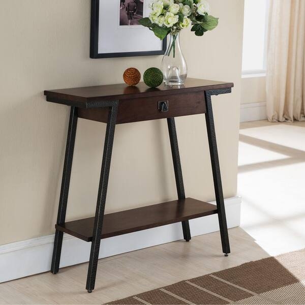 Rectangular Console Table A-Frame Legs Industrial Walnut