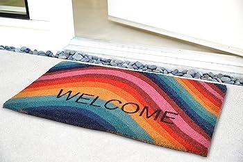 Rectangular Doormat Wavy Pattern Bold Welcome Text Modern Porch