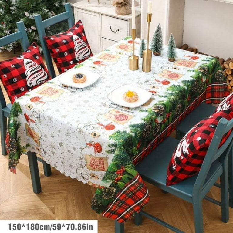 Rectangular Tablecloth with Evergreen Border Print
