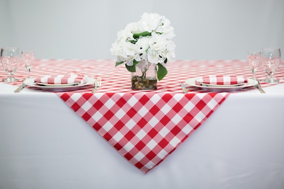 Red and White Gingham Overlay for Farmhouse Table Settings