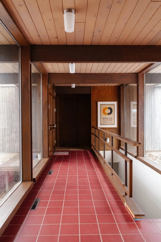 Red Square Tile Floor Ideas Wood Paneled Ceiling And Walls