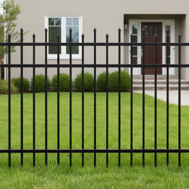 Residential Metal Fence Panel with Traditional Spear Finials