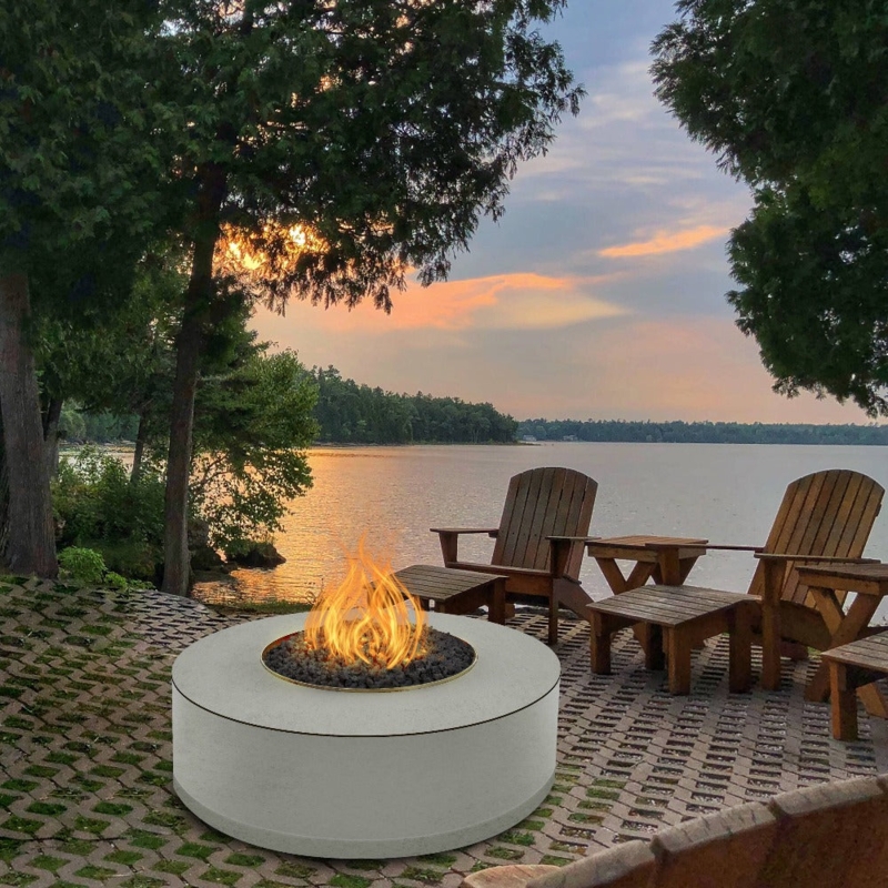 Round Gas Fire Pit Cylindrical Ready to Finish Lakeside