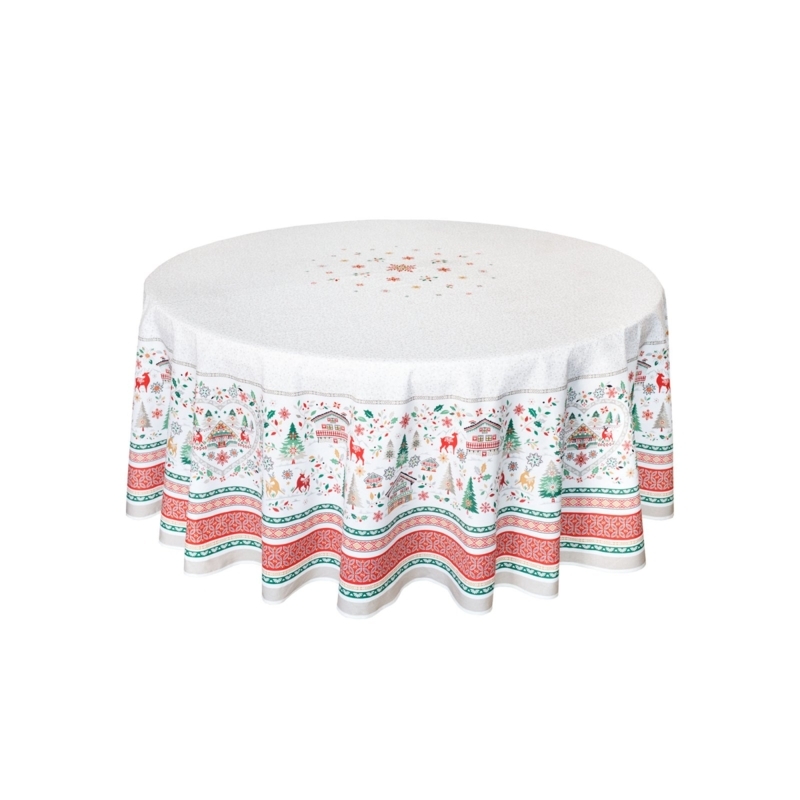 Round Tablecloth Alpine Border Pattern French Country