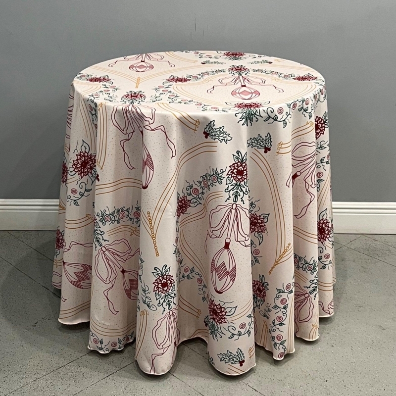 Round Tablecloth Floor Length Drape Festive Ornament