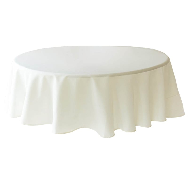 Round Tablecloth Ivory Cotton Blend Woven Soft Drape Minimalist