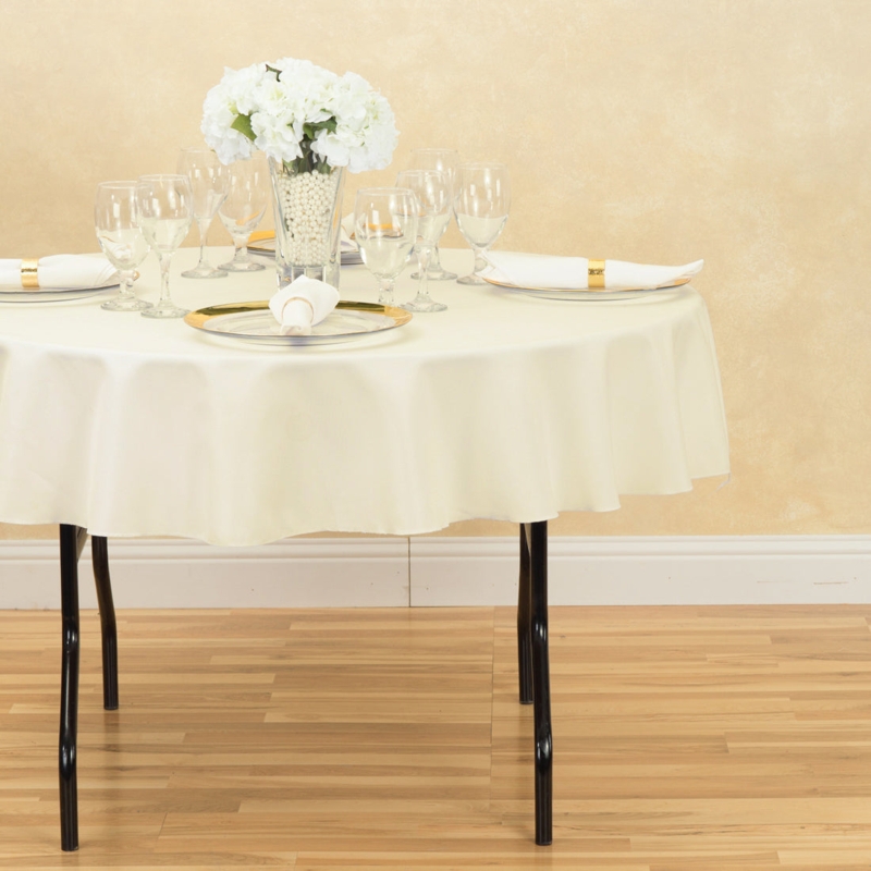 Round Tablecloth Ivory Floor Length Matte Finish Formal Event