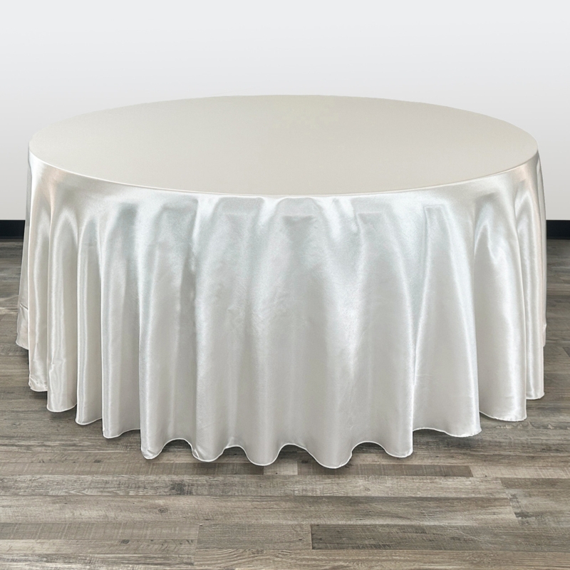 Round Tablecloth Ivory Satin Glossy Floor Length Formal Wedding