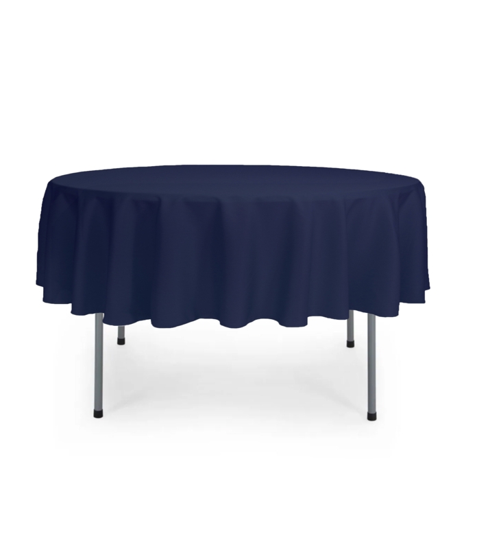 Round Tablecloth Navy Blue Draped Hem Polyester Classic Formal