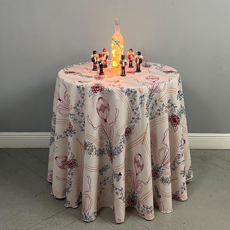 Round Tablecloth Nutcracker Print Floor Length Drape