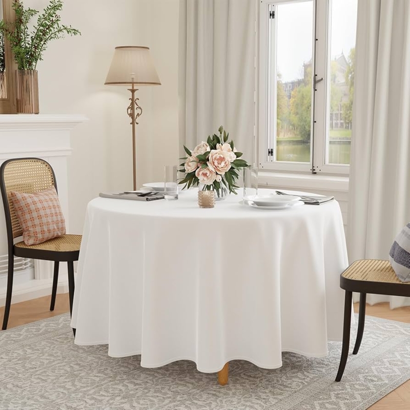 Round Tablecloth Pure White Floor Length Traditional Wedding Decor