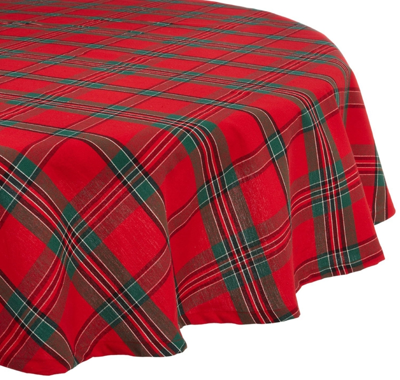 Round Tablecloth Tartan Plaid Rustic Holiday Decor