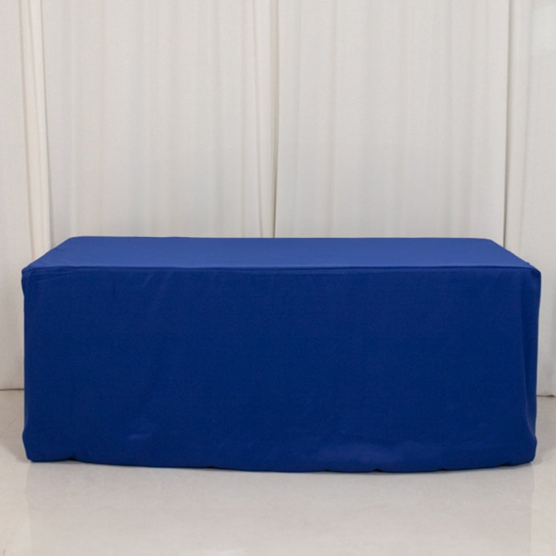 Royal Blue Fitted Tablecloth Rectangular Floor Length Matte