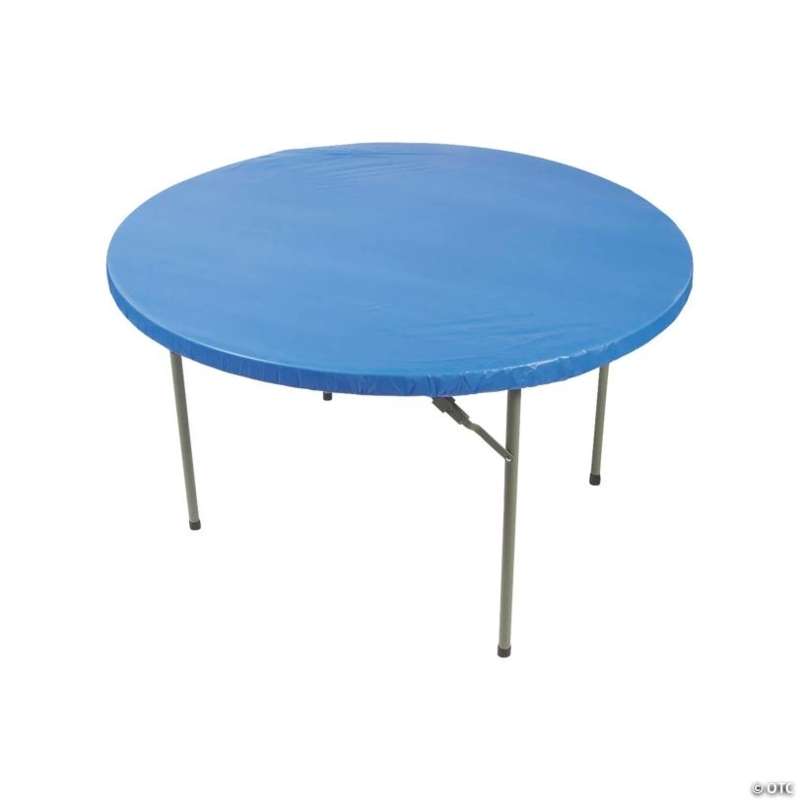 Royal Blue Tablecloth Round Fitted Elastic Edge Plastic Folding Table