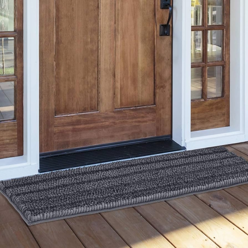 Runner Rug Charcoal Chenille Entryway Runner Nubby Texture Extra Wide