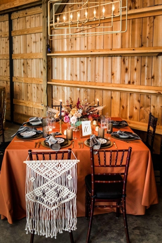 Rust Orange Square Tablecloth, Bohemian Rustic for Autumnal Dining