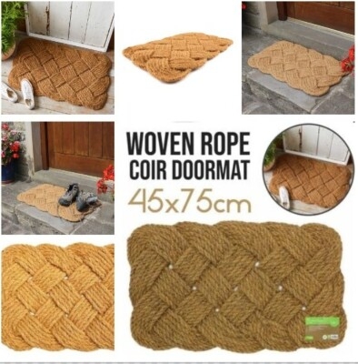 Rustic Celtic Knot Doormat With Woven Rope And Scalloped Edge