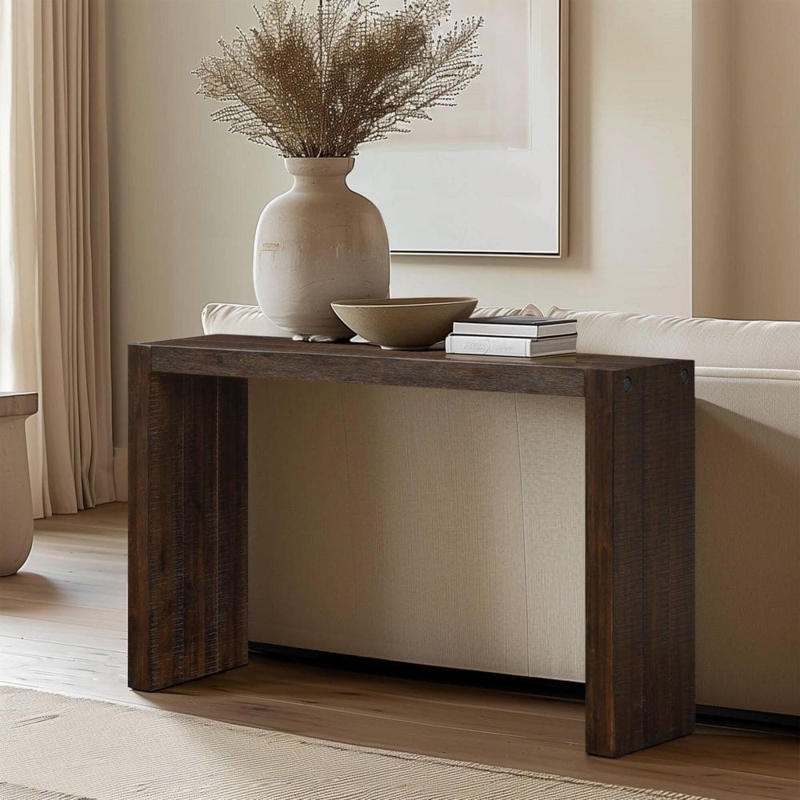 Rustic Console Table with Chunky Legs for Behind Sofa Placement