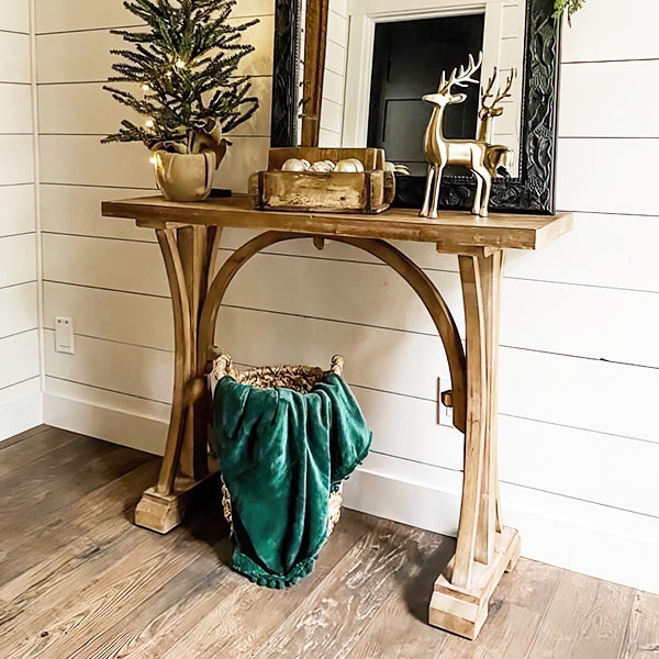 Rustic Console Table with Distinctive Arched Support Base