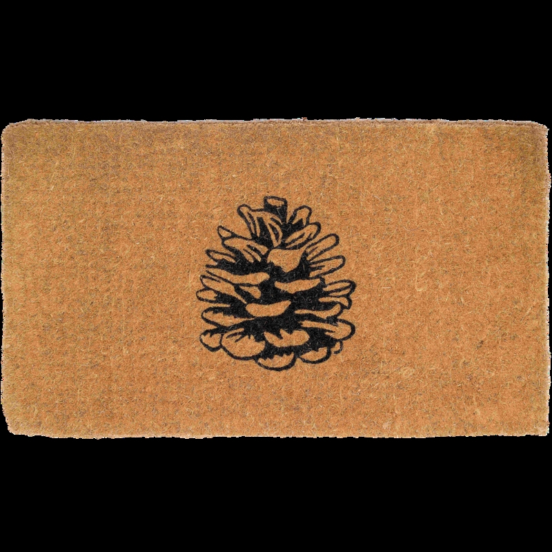 Rustic Doormat Pine Cone Graphic Natural Fiber Woodland Decor