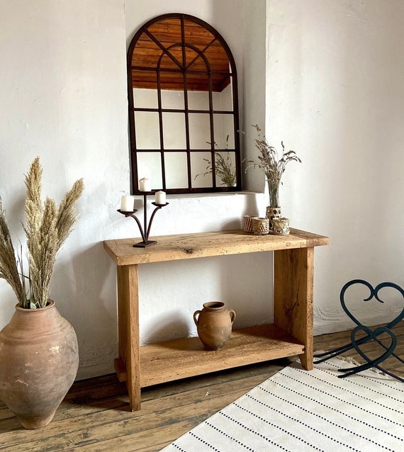 Rustic Entryway Console Table Reclaimed Look Block Legs