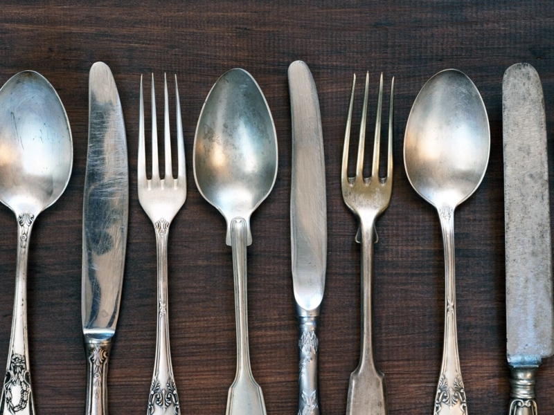 Rustic Flatware Set Antique Finish Engraved Details