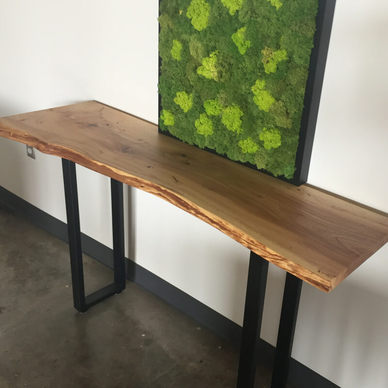 Rustic Industrial Console Table Natural Wood U-Legs