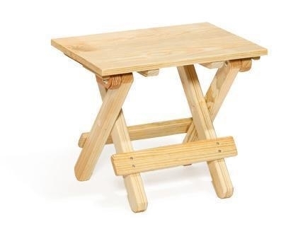 Rustic Wood Folding End Table, X-Frame, Natural Finish