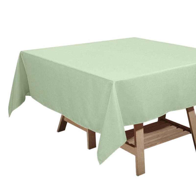 Sage Green Square Tablecloth Matte Fabric Earthy Tone Calm