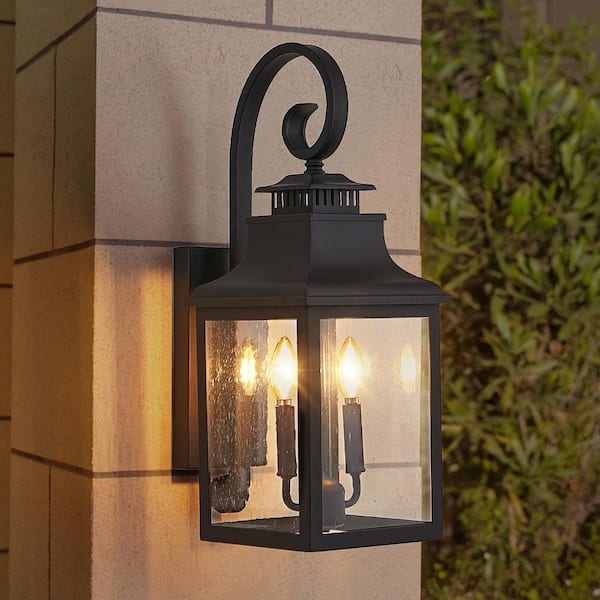 Scrolled Arm Outdoor Wall Lantern, Two Light Interior Fixture