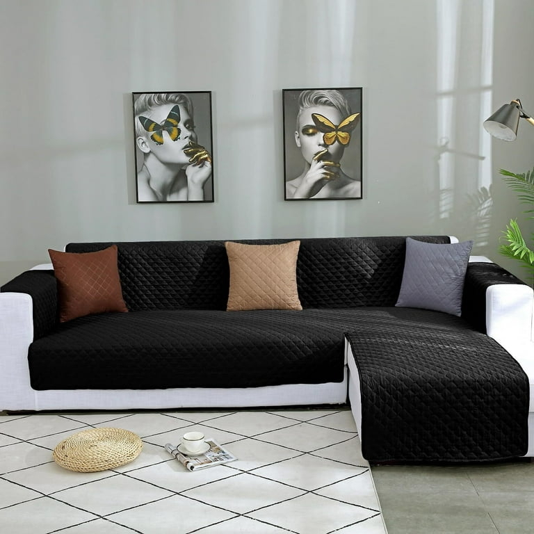 Sectional Slipcover Quilted Diamond Texture Reversible Chaise