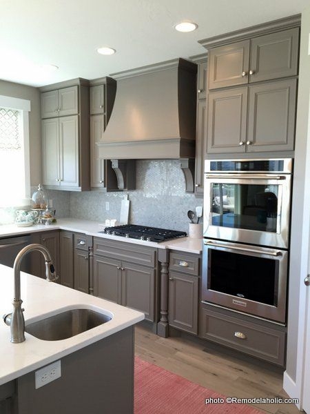 Shaker Kitchen Cabinets Taupe Gray Satin Finish Traditional