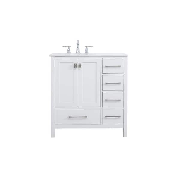 Shaker Style Vanity with Side Drawers and Stone Top