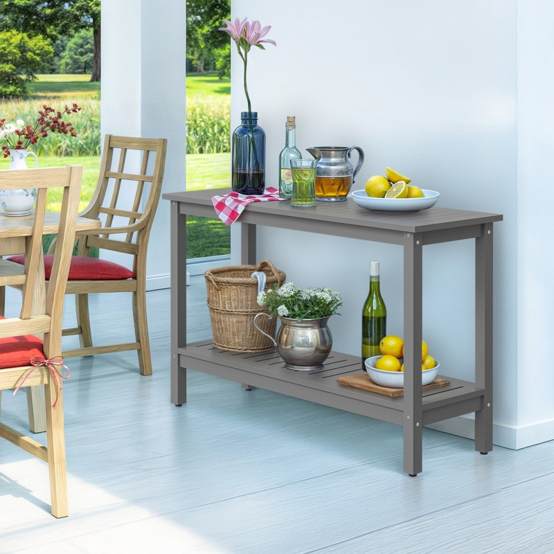 Slate Gray Console Table Indoor-Outdoor Versatility