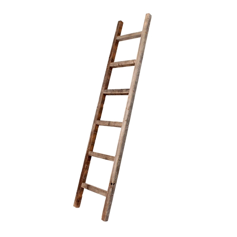 Slim Blanket Ladder Distressed Wood Finish Five Rungs Farmhouse Style Decor