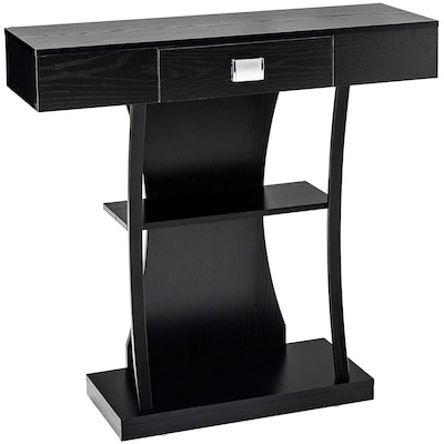 Slim Console Table with Single Center Drawer and Curved Legs