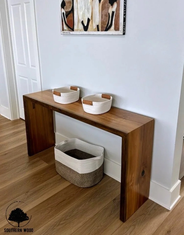 Slim Waterfall Wood Console Table for Entryways