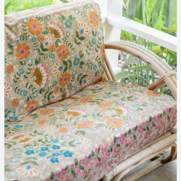 Slipcover Velvet Texture Vibrant Floral Print Piped Edges, Bohemian Style