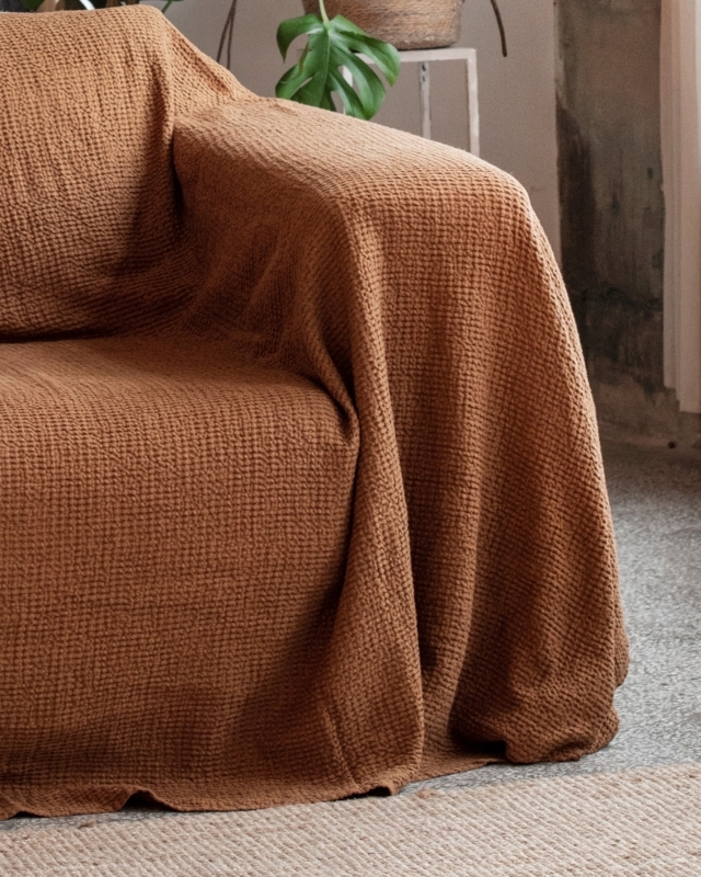 Slipcover, Waffle Weave Linen Texture, Relaxed Drape, Bohemian Style