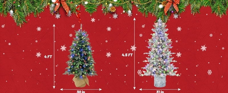 Small Space Holiday Greenery Burlap Base Flocked Finish Option