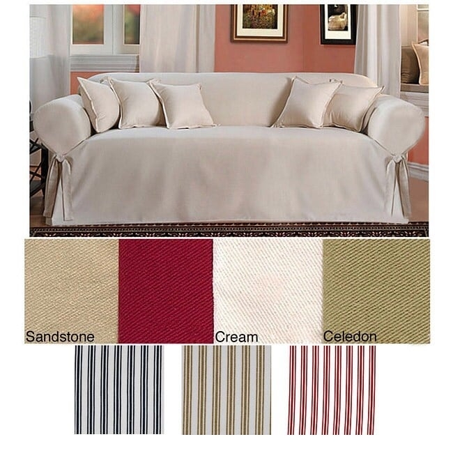 Sofa Slipcover Brushed Twill Corner Ties Fabric Swatches