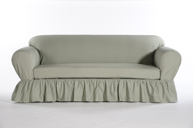 Sofa Slipcover, Cotton Duck Fabric, Two-Piece Design, Ruffled Skirt