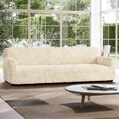 Sofa Slipcover, Cream Popcorn Knit Texture, Form Fitting, Cozy Style