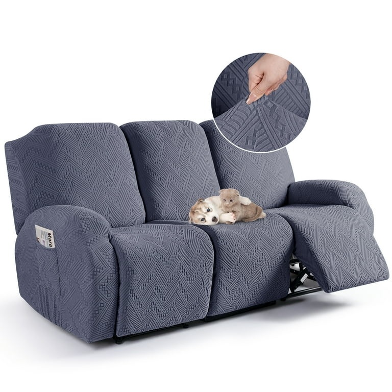 Sofa Slipcover Dark Gray Zigzag Texture Recliner Friendly