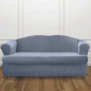 Sofa Slipcover French Blue Striped Pattern Stretch T-Cushion