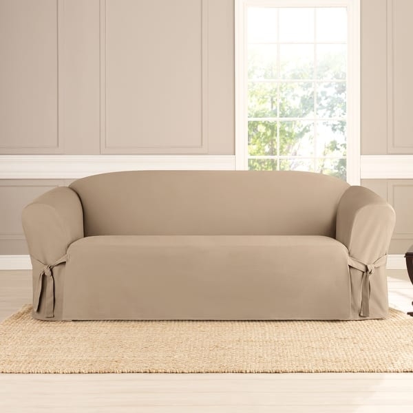 Sofa Slipcover Heavyweight Cotton Duck Tie-Front Arms Cottage Style
