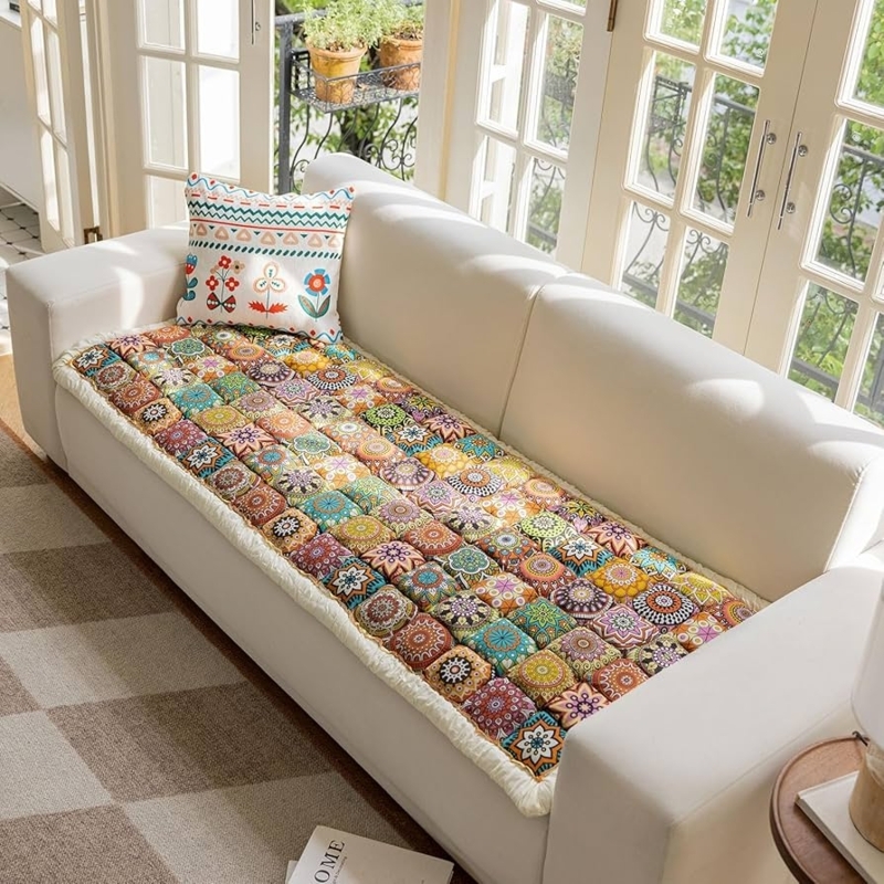 Sofa Slipcover Patchwork Mandala Patterns Boho Chic