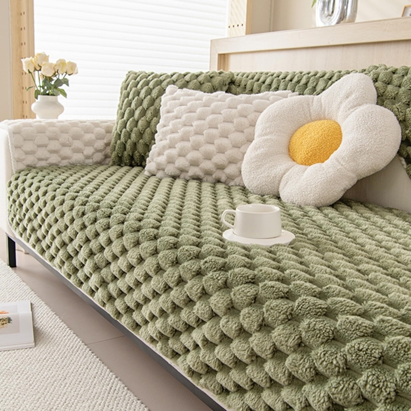 Sofa Slipcover Sage Green Bobble Texture Knit Couch Cover