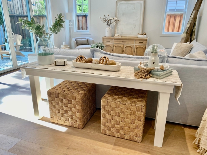 Sofa Table Minimalist White Extra Long with Open Base